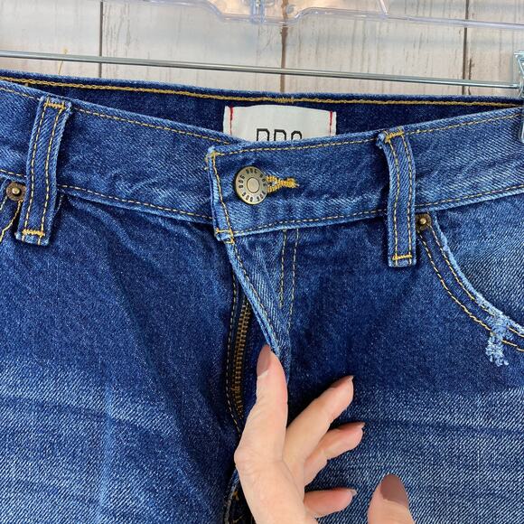 BDG Urban Outfitters Dark Blue High Rise Cut Off Distressed Jean Shorts Size 29 - Picture 4 of 10